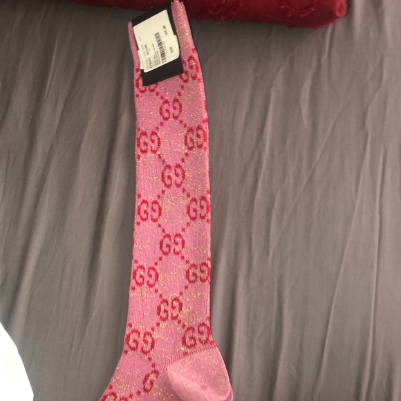 pink glitter gucci socks